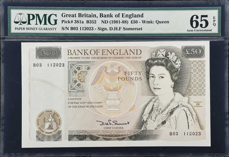 GREAT BRITAIN. Bank of England. 50 Pounds, ND (1981-88). P-381a. PMG Gem Uncircu...