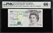 GREAT BRITAIN. Lot of (2). Bank of England. 5 Pounds, ND (1991-98). P-382Aa. Consecutive. PMG Gem Uncirculated 66 EPQ.
From the Dr. Edward and Joanne...