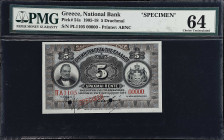 GREECE. National Bank. 5 Drachmai, 1914. P-54s. Specimen. PMG Choice Uncirculated 64.

Estimate: $150.00- $250.00