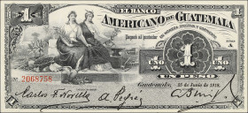 GUATEMALA. Banco Americano de Guatemala. 1 Peso, 1918. P-S111b. Very Fine.

Estimate: $200.00- $300.00
