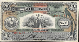 GUATEMALA. Banco de Occidente. 20 Pesos, 1914. P-S179. Very Fine.
Key 1914 date. Pinholes.

Estimate: $150.00- $250.00