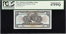 HAITI. Banque de la Republique d'Haïti. 1 Gourde, 1979. P-230Aa. PCGS Currency Superb Gem New 67 PPQ.

Estimate: $75.00- $100.00