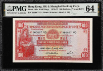 HONG KONG. Hongkong & Shanghai Banking Corporation. 100 Dollars, 1970. P-183c. PMG Choice Uncirculated 64.
The Hongkong and Shanghai Banking Corporat...