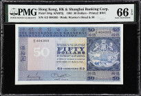 HONG KONG. Hong Kong & Shanghai Banking Corporation. 50 Dollars, 1981. P-184g. PMG Gem Uncirculated 66 EPQ.
From the Dr. Edward and Joanne Dauer Coll...