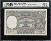 INDIA. Reserve Bank of India. 100 Rupees, ND (1943). P-20b. Jhun&Rez 4.7.2A. PMG Choice Uncirculated 64.
PMG comments "Staple Holes at Issue, Spindle...