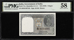INDIA. Lot of (2). Government of India & Reserve Bank of India. 1 Rupee & 5 Rupees, ND (1949-70). P-54b & 71a. Jhun&Rez 6.1.1.1 & Jhun&Rez 6.3.6.2. PM...