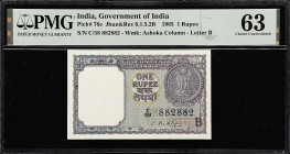 INDIA. Lot of (2). Government of India. 1 Rupee, 1965-72. P-76c & 77k. Jhun1.5.2B & Jhun1.6.3H. PMG Choice Uncirculated 63 & Gem Uncirculated 66 EPQ....