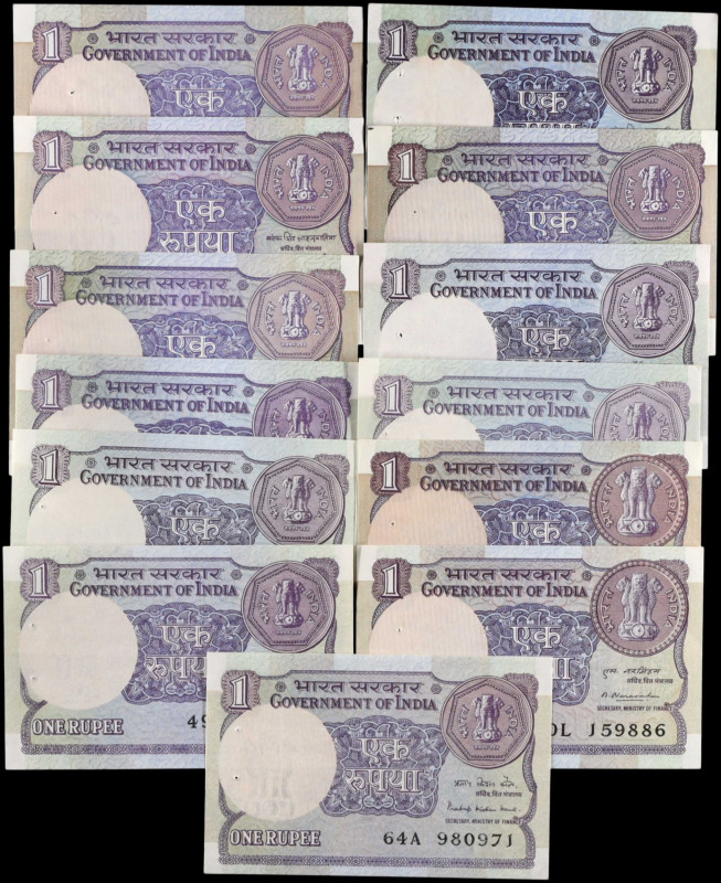 INDIA. Lot of (13). Government of India. 1 Rupee, 1983-94. P-Various. About Unci...