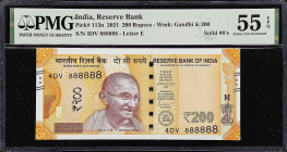 INDIA. Reserve Bank of India. 200 Rupees, 2021. P-113n. Solid #8's. PMG About Uncirculated 55 EPQ.

Estimate: $85.00- $150.00