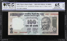 INDIA. Lot of (10). Reserve Bank of India. 100 Rupees, 1996-2008. P-Various. Fancy Serial Numbers. PCGS GSG About Uncirculated 55 to PCGS Banknote Gem...