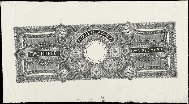 INDIA. State of Africa. 2 Rupees, ND. P-Unlisted. Back Progressive Proof. About ...