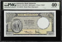 INDONESIA. Bank Indonesia. 1000 Rupiah, ND (1957). P-53. PMG Extremely Fine 40 EPQ.
From the Prosperity Collection.

Estimate: $200.00- $300.00