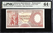 INDONESIA. Lot of (2). Bank Indonesia. 100 & 1000 Rupiah, 1958. P-59* & 61*. Replacements. PMG Choice About Uncirculated 58 EPQ & Choice Uncirculated ...