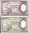 INDONESIA. Lot of (2). Bank Indonesia. 5000 Rupiah, 1958. P-63 & 64. Uncirculated.

Estimate: $200.00- $300.00