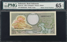 INDONESIA. Lot of (3). Bank Indonesia. 25 & 1000 Rupiah, 1959. P-67 & 71b. PMG Gem Uncirculated 65 EPQ & Superb Gem Uncirculated 67 EPQ.
P-67 in GU 6...