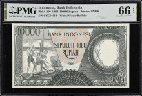 INDONESIA. Lot of (3). Bank Indonesia. 100 & 10,000 Rupiah, 1964. P-97b, 98, & 100. PMG Gem Uncirculated 66 EPQ.

Estimate: $100.00- $150.00