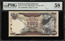 INDONESIA. Bank Indonesia. 5000 Rupiah, 1975. P-114. PMG Choice About Uncirculated 58.

Estimate: $200.00- $300.00