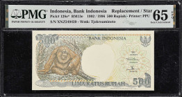 INDONESIA. Lot of (3). Bank Indonesia. 500 Rupiah, 1992. P-128e*. RM13e. Replacements. PMG Choice Uncirculated 64 to Superb Gem Unc 67 EPQ.

Estimat...