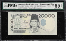 INDONESIA. Lot of (2). Bank Indonesia. 20,000 Rupiah, 1998. P-138b* & 138f*. RS3b & RS3f. Replacements. PMG Gem Uncirculated 65 EPQ & Superb Gem Uncir...