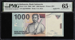 INDONESIA. Bank Indonesia. 1000 Rupiah, 2000 / 2007. P-141h. Solid #8's. PMG Gem Uncirculated 65 EPQ.

Estimate: $250.00- $150.00