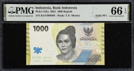 INDONESIA. Lot of (3). Bank Indonesia. 1000, 5000, & 50,000 Rupiah, 2022. P-162a, 164a, & 167a. Solid #9's. PMG Gem Uncirculated 66 EPQ & Superb Gem U...