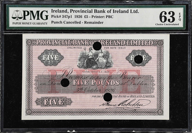 IRELAND. Provincial Bank of Ireland Limited. 5 Pounds, 1926. P-347p1. Remainder....