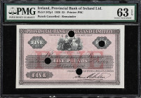 IRELAND. Provincial Bank of Ireland Limited. 5 Pounds, 1926. P-347p1. Remainder. PMG Choice Uncirculated 63 EPQ.

Estimate: $200.00- $300.00
