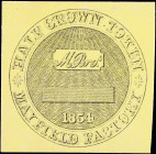 IRELAND. Mayfield Colliery. 1/2 Crown, 1854. P-Unlisted. Uncirculated.
Ireland, Mayfield Colliery, Token for Halfcrown (2/6), 1854. Black printing on...