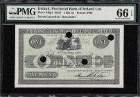 IRELAND, NORTHERN. Provincial Bank of Ireland Limited. 1 Pound, 1926. P-346p1. Remainder. PMG Gem Uncirculated 66 EPQ.

Estimate: $200.00- $300.00