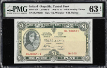 IRELAND, REPUBLIC. Lot of (3). Central Bank of Ireland. 1 Pound, 1971-75. P-64c. LTN60a-b. Consecutive. PMG Choice Uncirculated 63 EPQ & Gem Uncircula...