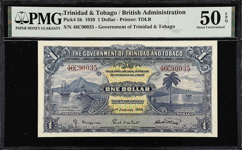 TRINIDAD & TOBAGO. Government of Trinidad & Tobago. 1 Dollar, 1939. P-5b. PMG Ab...