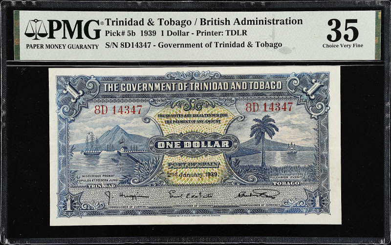 TRINIDAD & TOBAGO. Government of Trinidad & Tobago. 1 Dollar, 1939. P-5b. PMG Ch...