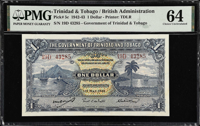 TRINIDAD & TOBAGO. Government of Trinidad & Tobago. 1 Dollar, 1942. P-5c. PMG Ch...
