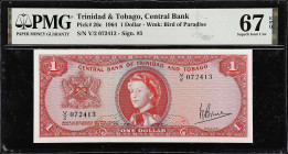TRINIDAD & TOBAGO. Central Bank of Trinidad and Tobago. 1 Dollar, 1964. P-26c. PMG Superb Gem Uncirculated 67 EPQ.

Estimate: $100.00- $150.00