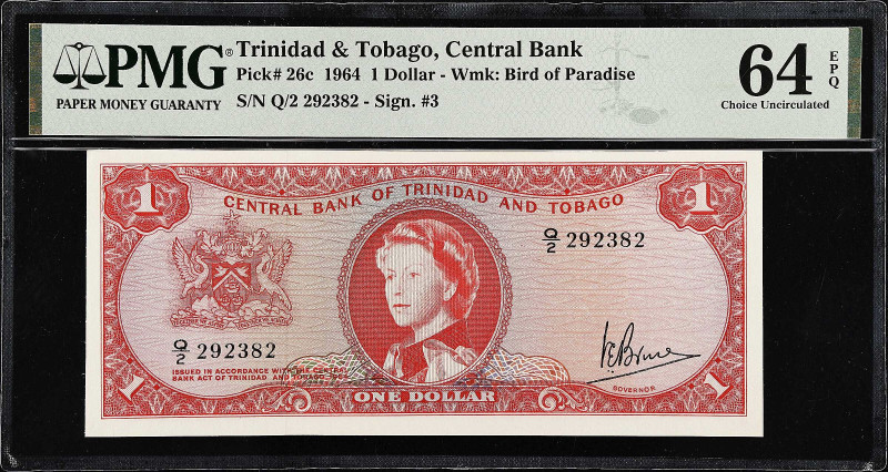 TRINIDAD & TOBAGO. Central Bank of Trinidad and Tobago. 1 Dollar, 1964. P-26c. P...