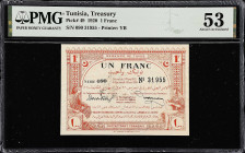 TUNISIA. Treasury. 1 Franc, 1920. P-49. PMG About Uncirculated 53.

Estimate: $100.00- $200.00