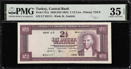 TURKEY. Lot of (5). Turkiye Cumhuriyet Merkez Bankasi. 2-1/2, 5 & 10 Lirasi, 1930 (ND 1961-63). P-151a, 161 & 173a. PMG Very Fine 25 to Choice Very Fi...