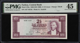 TURKEY. Turkiye Cumhuriyet Merkez Bankasi. 2 1/2 Lira, 1930 (ND 1960). P-153a. PMG Choice Extremely Fine 45.

Estimate: $75.00- $125.00