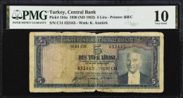 TURKEY. Central Bank. 5 Lira, 1930. P-154a. PMG Very Good 10.

Estimate: $10.00- $20.00