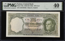 TURKEY. Turkiye Cumhuriyet Merkez Bankasi. 100 Lira, 1930 (ND 1962). P-176a. PMG Extremely Fine 40.
PMG comments "Minor Stains".

Estimate: $50.00-...