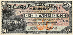 URUGUAY. Banco de la Republica Oriental del Uruguay. 50 Centesimos, 1934. P-20b. Very Fine.
Toning.

Estimate: $50.00- $100.00