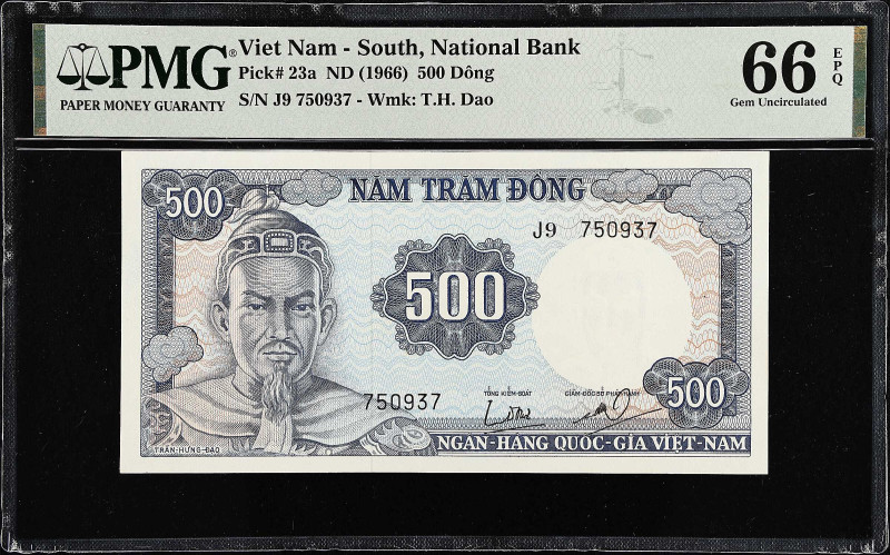 VIETNAM, SOUTH. Ngan Hang Quoc Gia Viet Nam. 500 Dong, ND (1966). P-23a. PMG Gem...