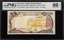 VIETNAM, SOUTH. Ngan Hang Quoc Gia Viet Nam. 5000 Dong, ND (1975). P-35a. PMG Gem Uncirculated 66 EPQ.
From the Prosperity Collection.

Estimate: $...