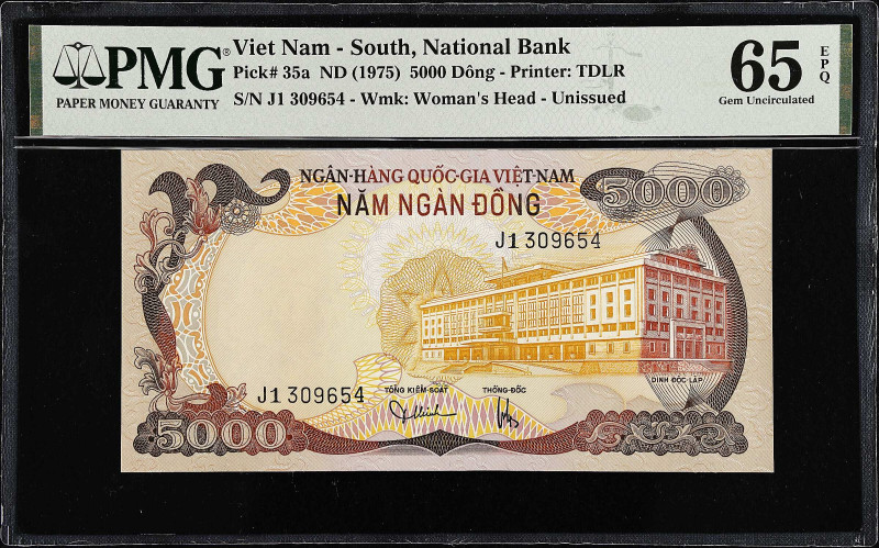 VIETNAM, SOUTH. Ngan Hang Quoc Gia Viet Nam. 5000 Dong, ND (1975). P-35a. PMG Ge...