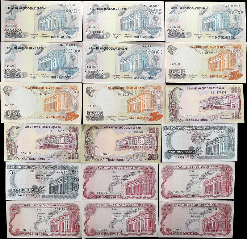 VIETNAM, SOUTH. Lot of (24). National Bank of Vietnam. 1, 20, 50, 200, 500 & 100...