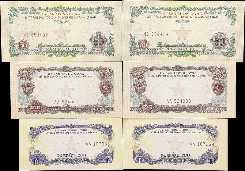 VIETNAM, SOUTH. Lot of (6). Uy Ban Trung U'ong. 10, 20, & 50 XU, ND (1963). P-R1...