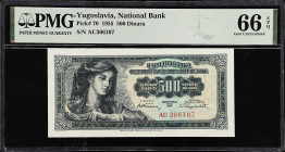 YUGOSLAVIA. Lot of (2). Mixed Banks. 20 & 500 Dinara, 1955-78. P-70 & 88a. PMG Gem Uncirculated 66 EPQ & Superb Gem Uncirculated 67 EPQ.
From the Pro...