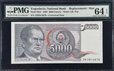 YUGOSLAVIA. Lot of (7). National Bank. 5000, 50,000, 1,000,000,000, & 10,000,000,000 Dinara, 1985-93. P-93a*, 96*, 126, 126*, & 127. PMG Choice Uncirc...