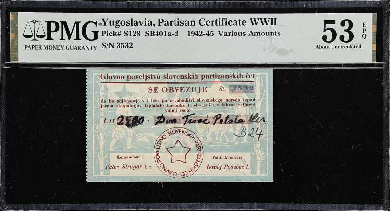 YUGOSLAVIA. Lot of (2). General Command of Slovenian Partisans in Ljubljana/Laib...