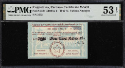 YUGOSLAVIA. Lot of (2). General Command of Slovenian Partisans in Ljubljana/Laibach. Mixed Denominations, 1942 & 1943. P-S128 & 128r. PMG About Uncirc...